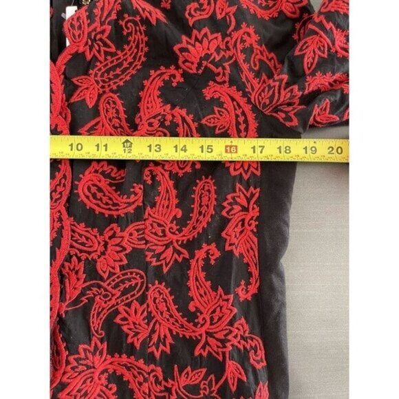 Chicos Collectibles Petite 0P Gold Beaded Black Red Paisley‎ Embroidered Jacket - Picture 10 of 16